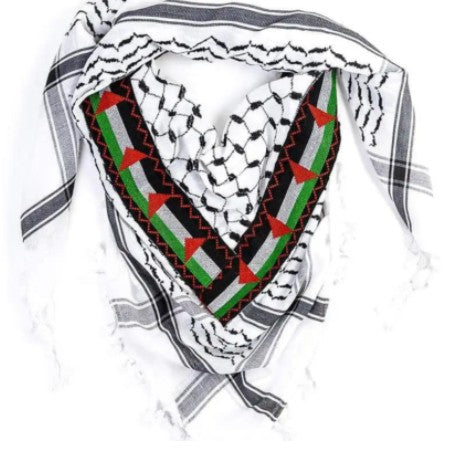 Keffieh palestinien original noir et blanc (ARAFAT) brodé fabriqué en Jordanie