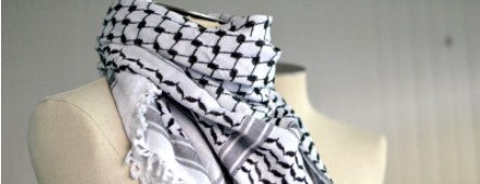 Keffieh palestinien original noir et blanc (ARAFAT) fabriqué en Jordanie