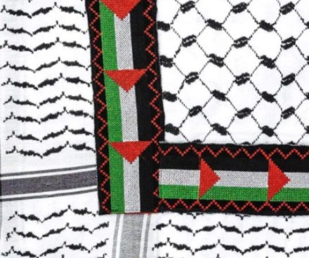 Keffieh palestinien original noir et blanc (ARAFAT) brodé fabriqué en Jordanie